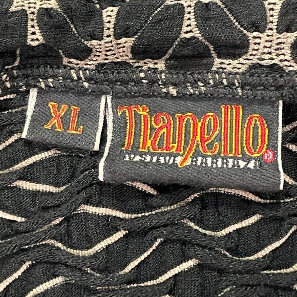 TIANELLO "Abrion" Honeycomb Texture Jersey Fit & Flare Midi Dress, Black - XL - Picture 6 of 8